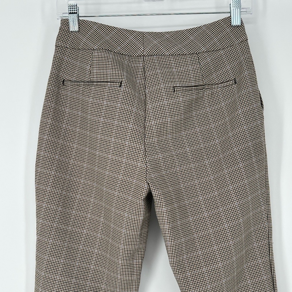 Zara Basic Houndstooth Tan Ankle Pants Flat Front… - image 5